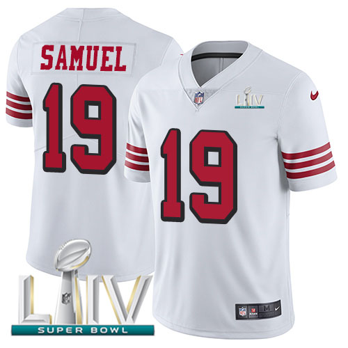 San Francisco 49ers Nike #19 Deebo Samuel White Super Bowl LIV 2020 Rush Men Stitched NFL Vapor Untouchable Limited Jersey->youth nfl jersey->Youth Jersey